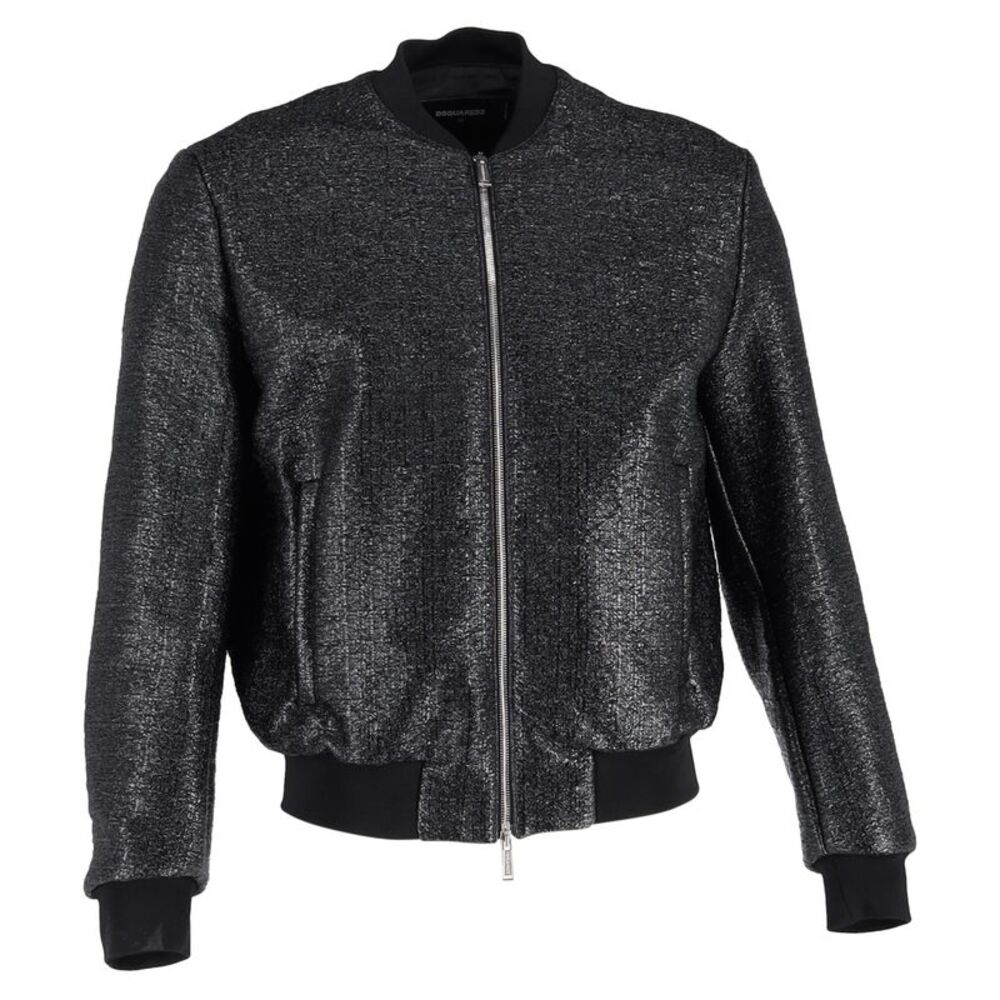 Dsquared2 Textured Zipped Bomber Jacket in Black Polyester